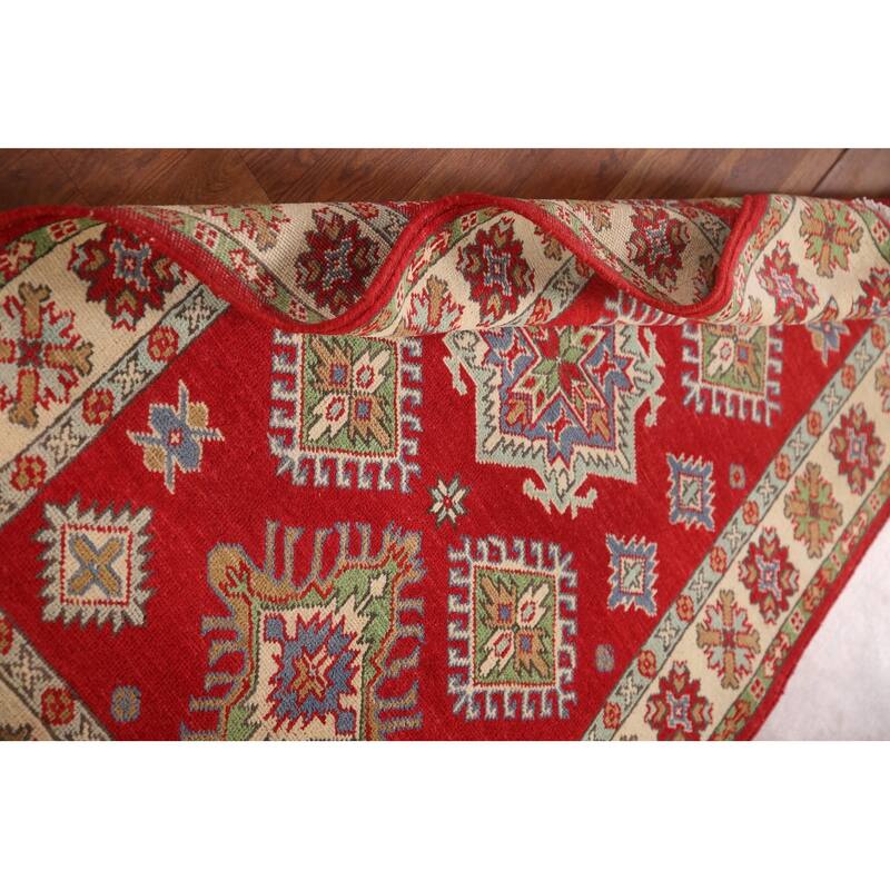 Traditional Kazak Accent Rug Handmade Geometric Wool Carpet - 3'4"x 5'0"