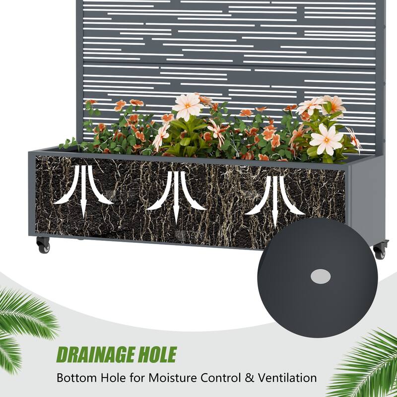 Raised Garden Bed Planter with Trellis Movable Planter Box with Lockable Wheels
