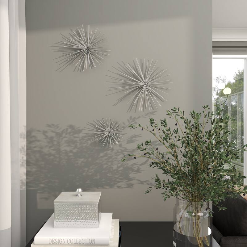 CosmoLiving by Cosmopolitan Metal 3D Starburst Wall Decor (Set of 3) - Silver, Gold, Black, Copper