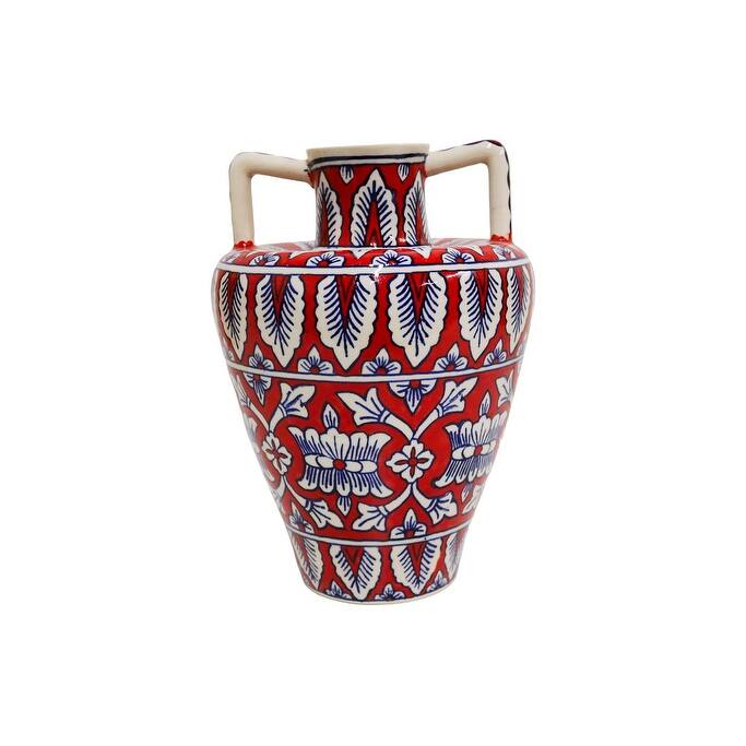 Home&Manor Ceramic Large Red Amphora Vase