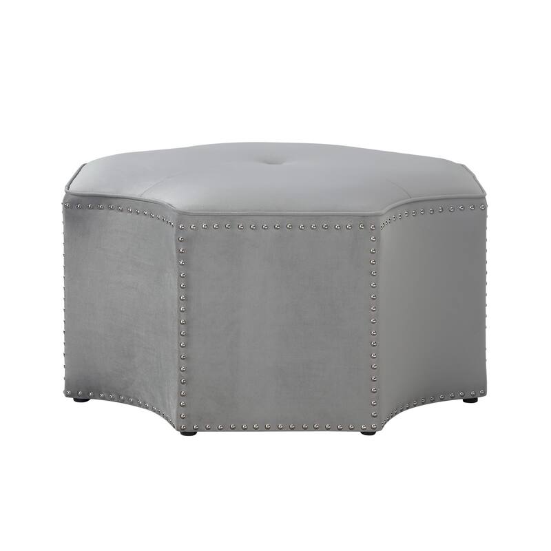 HomeRoots 33" Gray Linen Specialty Cocktail Ottoman
