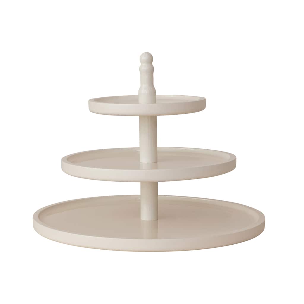 Wood Lacquered 3-Tier Round Tray - 15.75"L x 15.75"W x 11.81"H