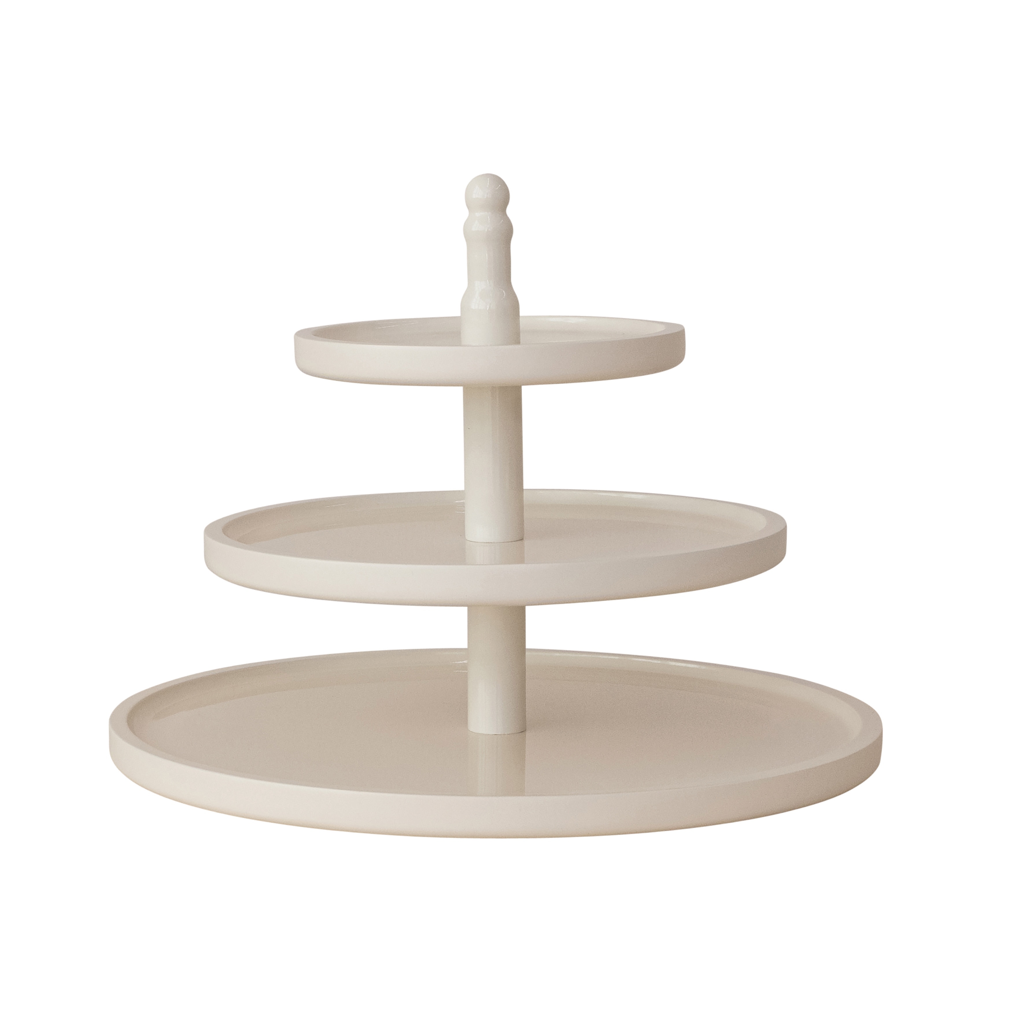 Wood Lacquered 3-Tier Round Tray - 15.75"L x 15.75"W x 11.81"H