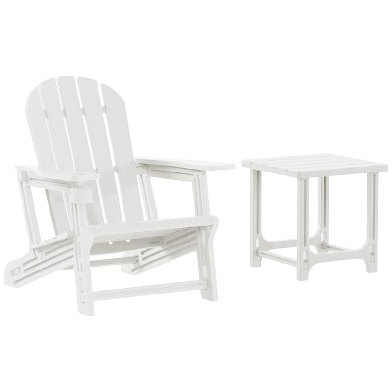 Coastline Outdoor Poly Adirondack Chair with Side Table