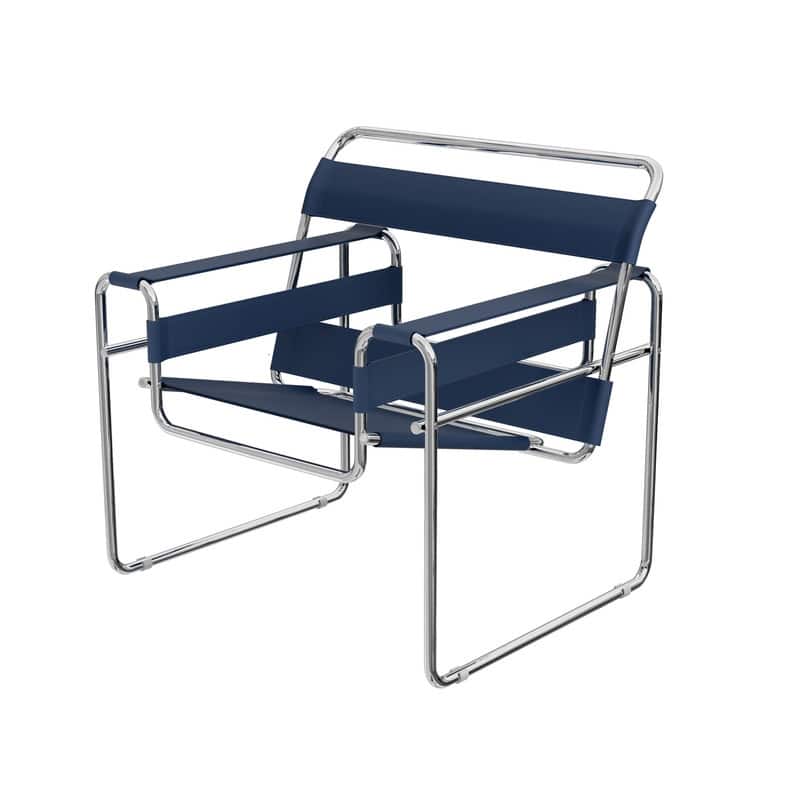 Mid-Century Modern Saddle Leather Accent Chair with Steel Legs