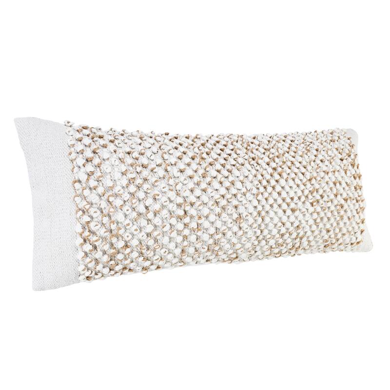 Reela Textured Jute and Cotton Lumbar Throw Pillow by Sevita