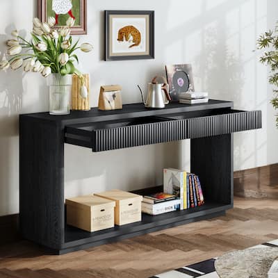 GDF Studio - Calvera 60 Inch Modern 2-Drawer Fluted Console Table