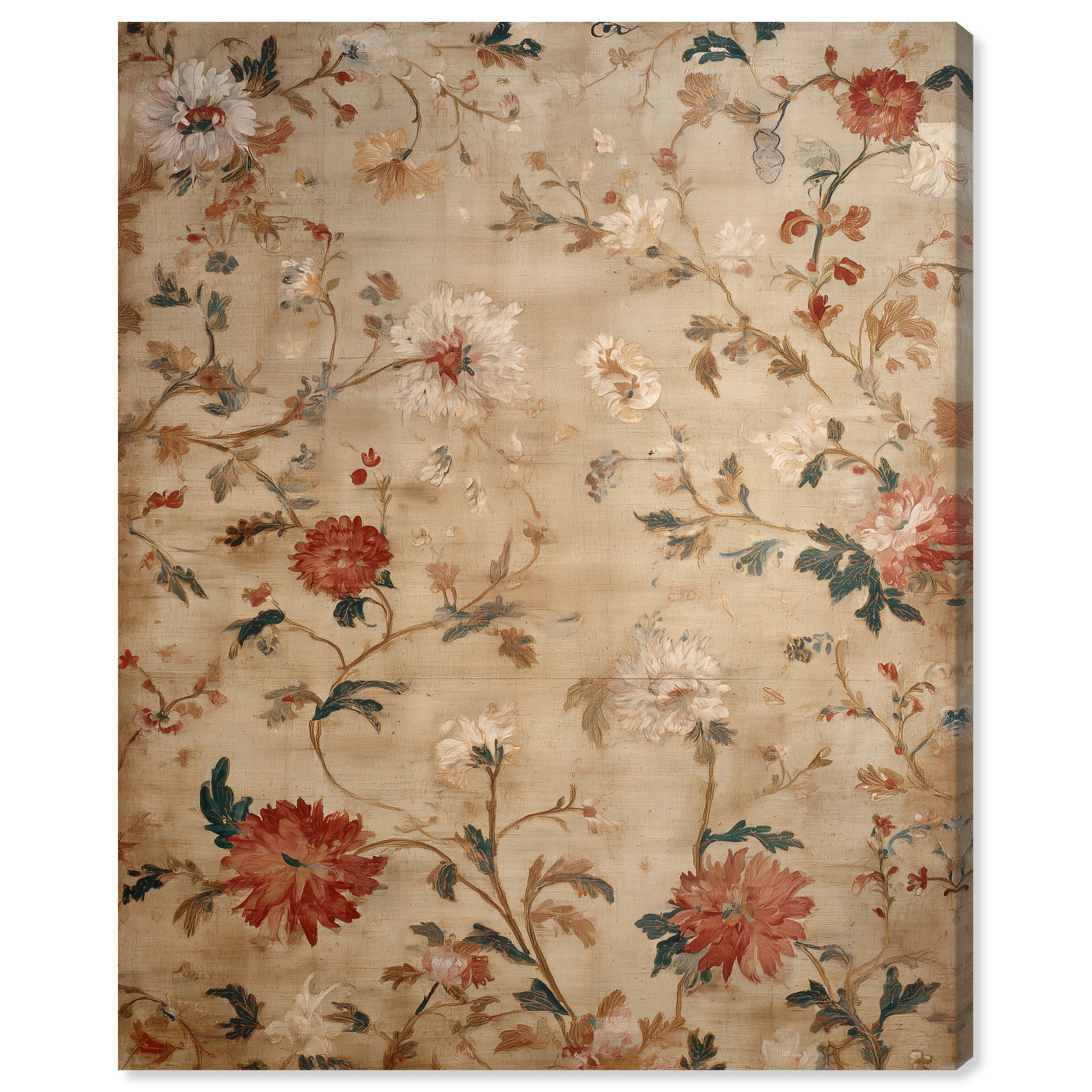 Floral Lattice II Vintage Floral Art Canvas Print by Art Remedy