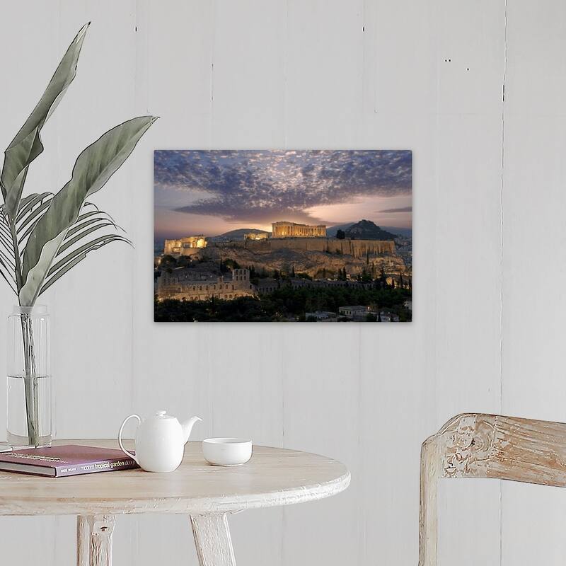 "Ruins of a temple, Athens, Attica, Greece" Canvas Wall Art - Includes Hardware - 24 x 16