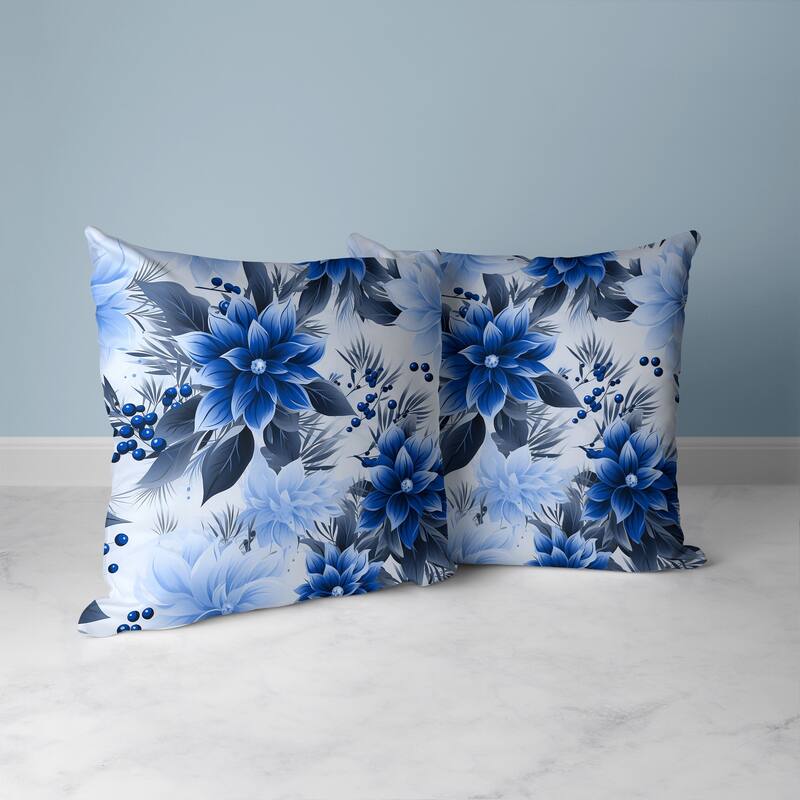 Holiday Sparkle Faux Suede Reversible Throw Pillow Blue and Grey