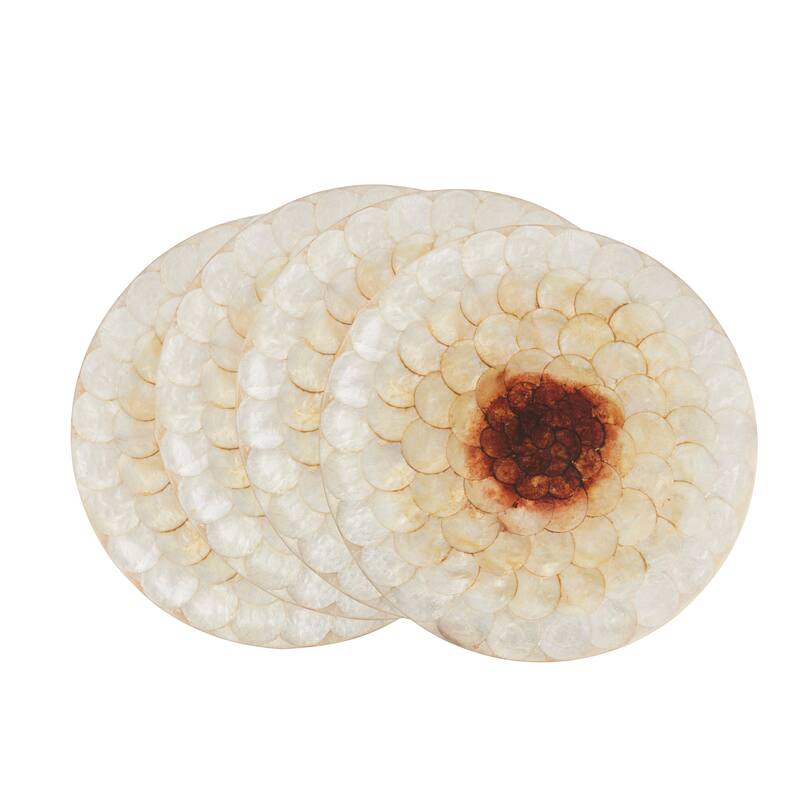 Capiz Shell Placemats (Set of 4) - Layered Shell Disc Design for Dining & Entertaining, 15"