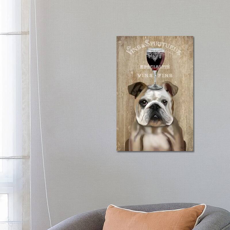 iCanvas "Dog Au Vin, English Bulldog" by Fab Funky Canvas Print - 26x18x1.5