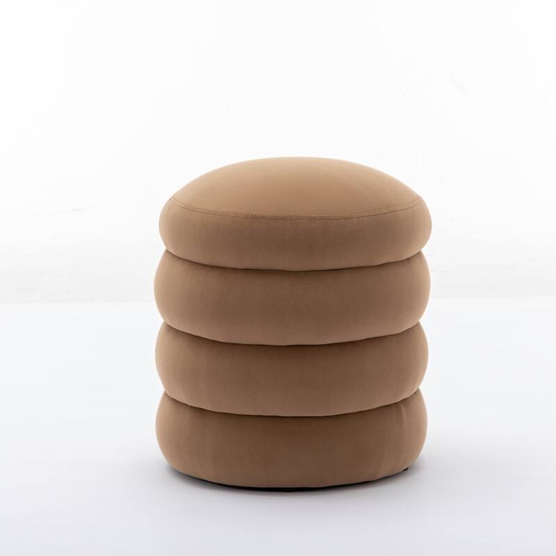 Soft Velvet Round Ottoman Footrest Stool