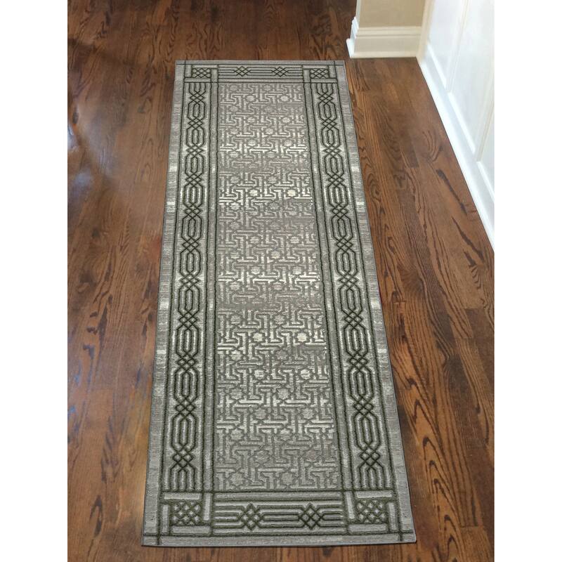 Admire Home Living Sognatore 1231 Transitional Bordered Area Rug - 2'2" X 7'7" - Green