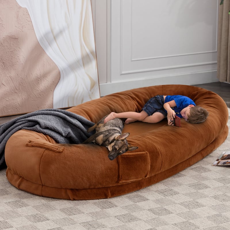 Mixoy Human Dog Bed,Giant Dog Bean Bag,Floor Nap Bed - Brown - Twin