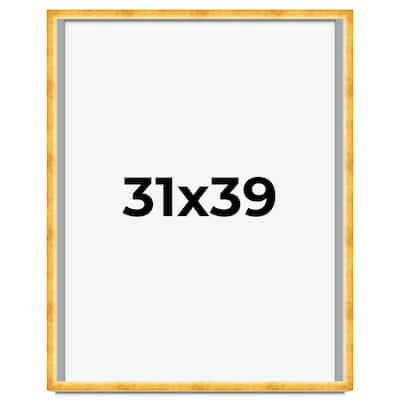 31x39 Shadow Box Frame Gold | 1.625 Inches Deep Real Wood Traditional