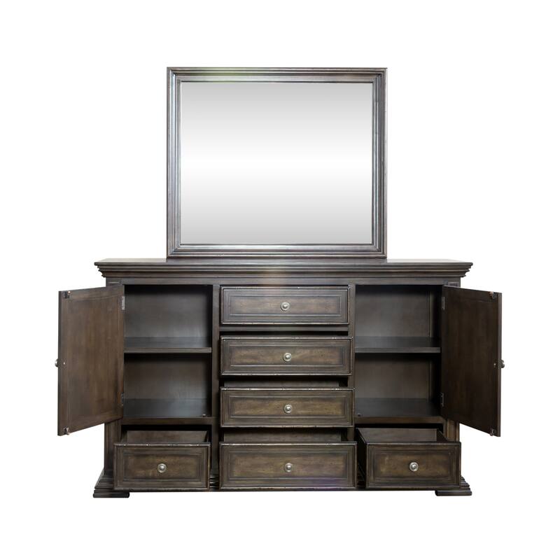 Big Valley Brownstone Distressed Dresser & Mirror Set