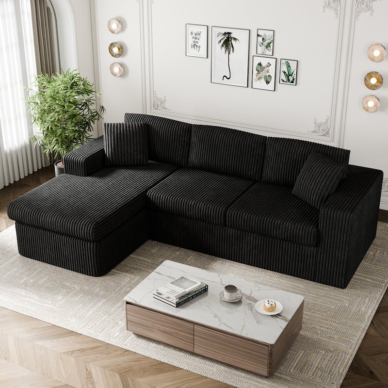 Futzca No-Assembly Modular Sofa, Corduroy Couch with High-Density Foam