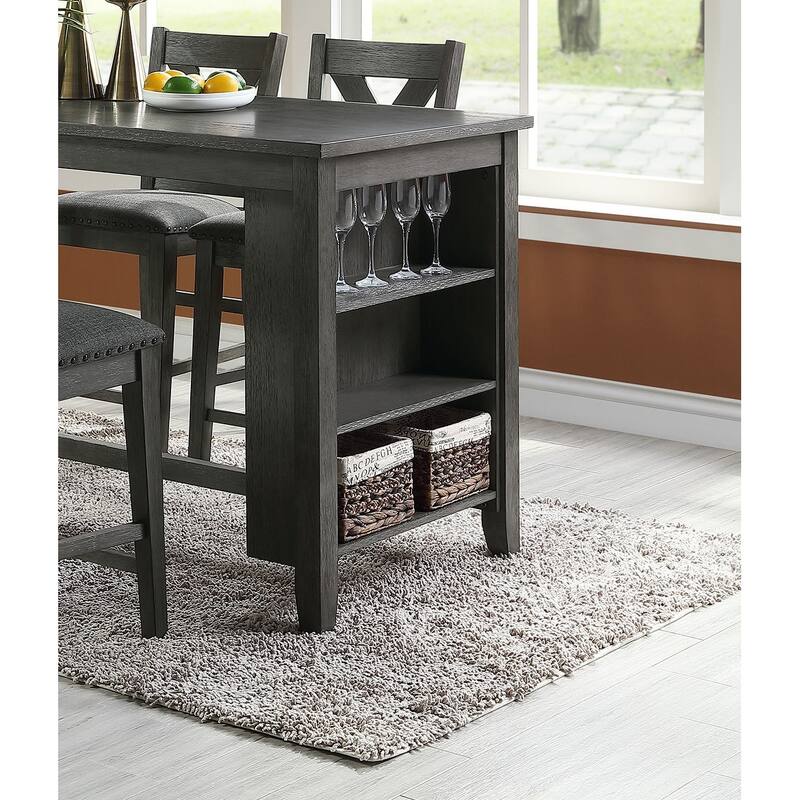 Modern Casual 1pc Counter Height High Dining Table w Storage Shelves Gray Finish Wooden Kitchen Breakfast Table Dining R