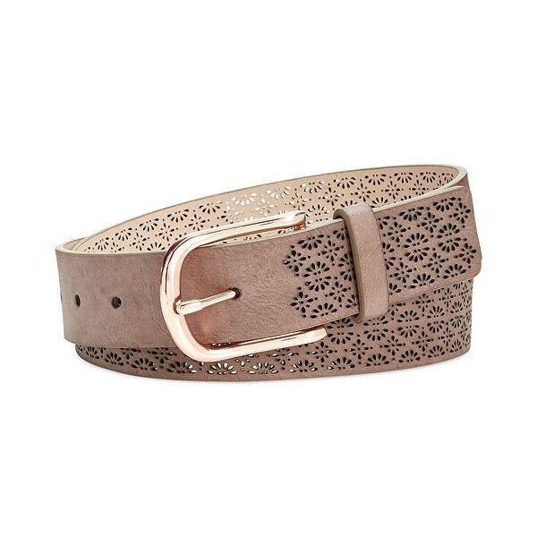 Shop INC International Concepts Women&#39;s Perforated Belt Taupe Size Extra Large - Grey - X-Large ...