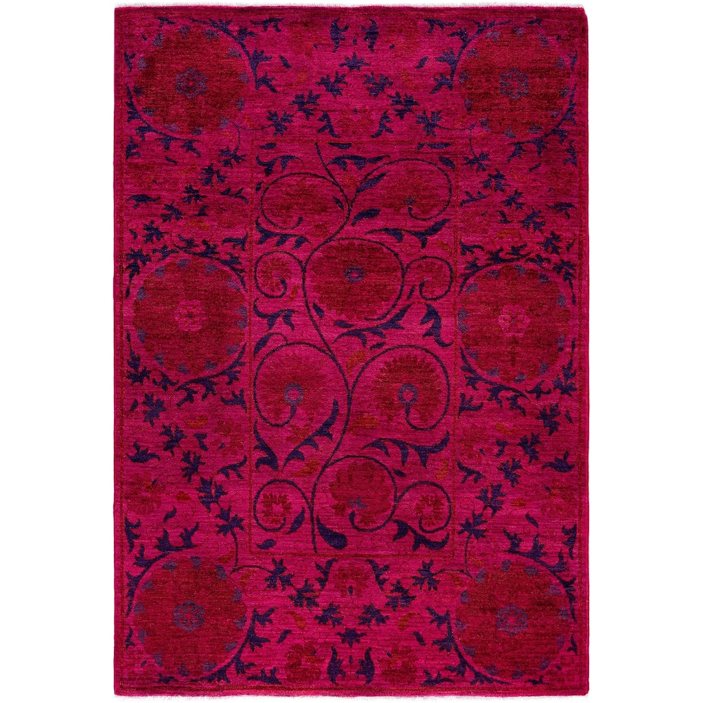 Overdyed One-of-a-Kind Hand-Knotted Area Rug - Pink - 4' 2" x 6' 2"