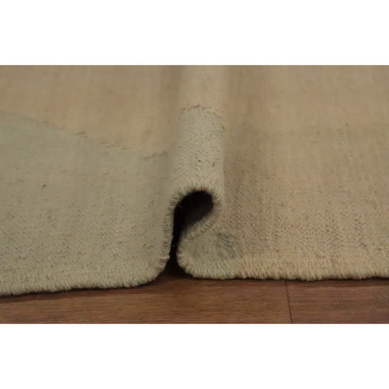 Hand Woven Oriental 100% Wool Carpet Southwestern Modern Beige & Ivories Kilim Area Rug - 6' 4'' X 5' 0''