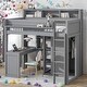 preview thumbnail 1 of 26, Wood Twin Size Loft bed with Multiple Storage Shelves and Wardrobe, Gray Grey