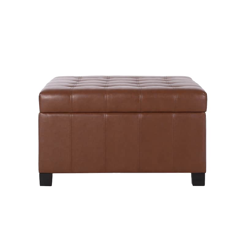 Veronica Contemporary Tufted Leather Storage Ottoman by Christopher Knight Home