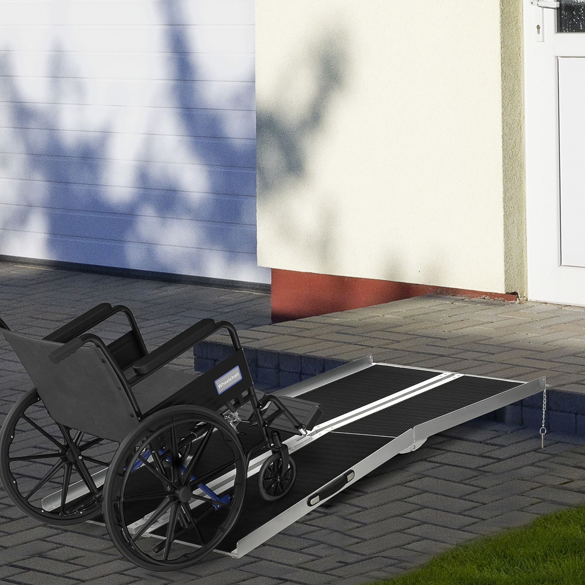 HOMCOM FSA/HSA Eligible Wheelchair Ramp 6FT, Folding Aluminum Threshold Ramp with Non-Slip Surface, Transition Plate