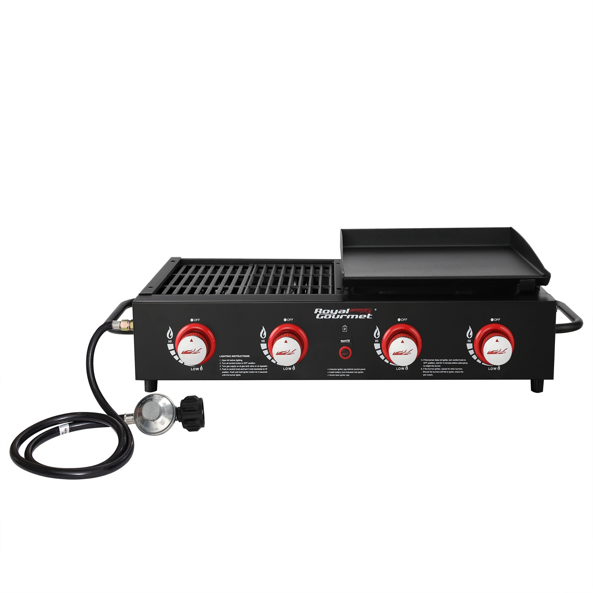 Royal Gourmet Portable Gas Grill 3-Burner Tabletop Griddle Outdoor BBQ  Camping