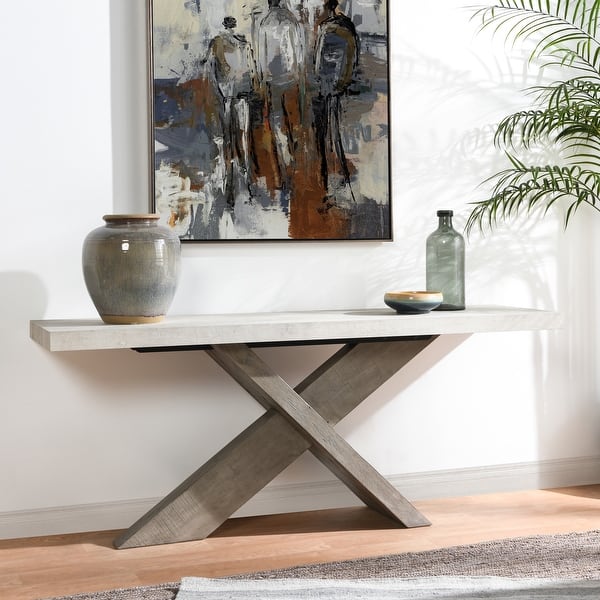 slide 2 of 6, Classic Home Durant Console Table - 72Wx20Dx30H Distressed Grey/Antique White