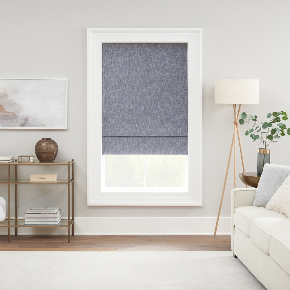 Eclipse Drew Textured Solid 100% Total Blackout Cordless Roman Shade