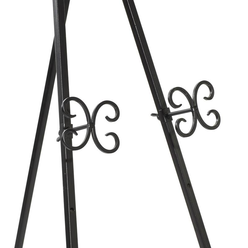 Metal Scroll Large Adjustable 3 Tier Display Easel with Chain Support - Black - Roche River Decor