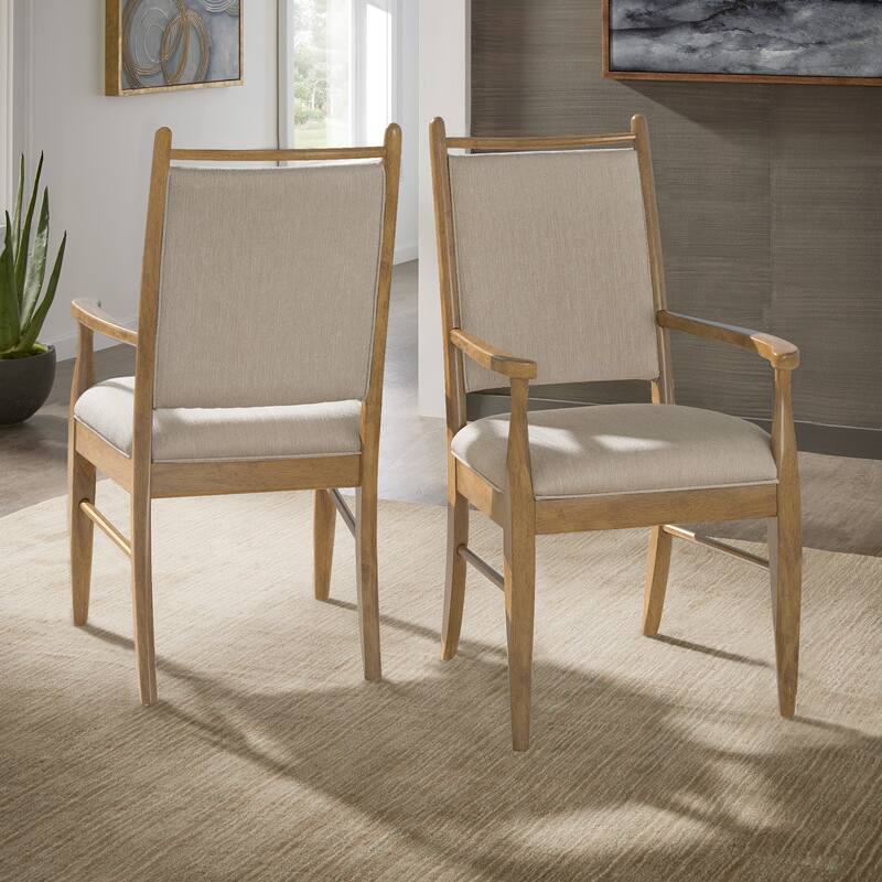 Harstad Wood Finish Beige Fabric Arm Chair (Set of 2) by iNSPIRE Q Modern