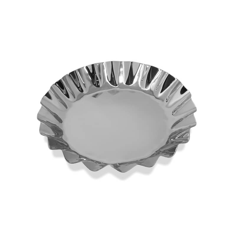 Tray with Wavy Edge 14.25"D Stainless Steel - Silver