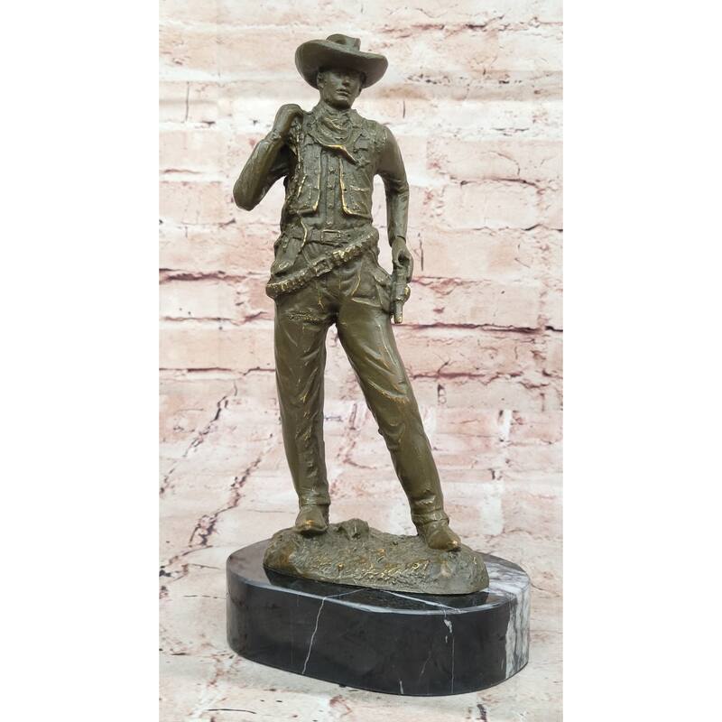 Standing Cowboy Bronze Sculpture - Wild West Western Gunslinger Art