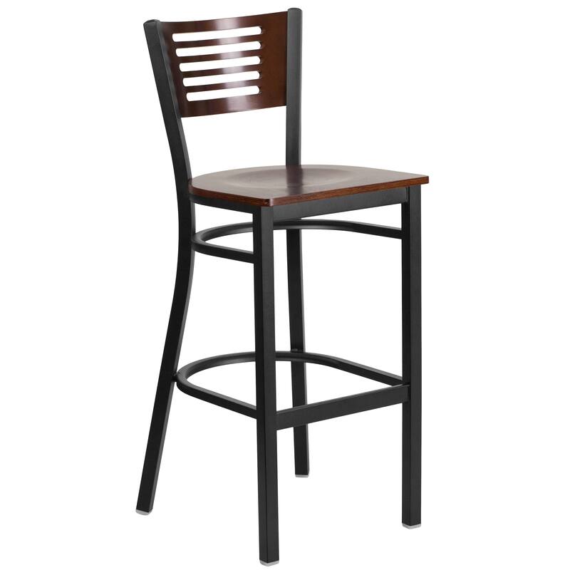2 Pk. Hercules Series Decorative Slat Back Metal Restaurant Barstool - 19.75"W x 20"D x 43"H - 19.75"W x 20"D x 43"H