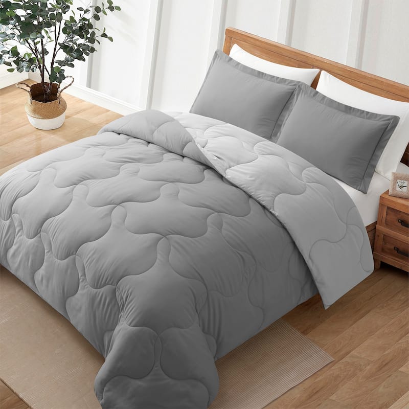 Lightweight Reversible Microfiber Down Alternative Comforter Set