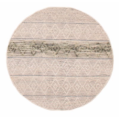 ECARPETGALLERY Braid weave Sienna Ivory Wool Rug - 4'10 x 4'10