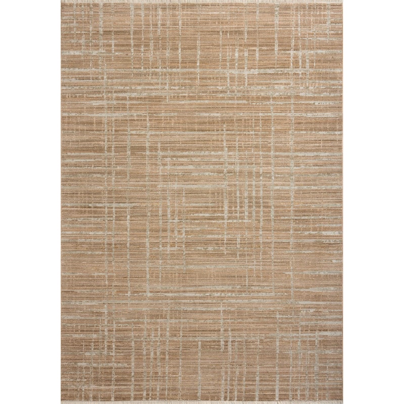 Alexander Home Bradley Modern Micro Fringe Area Rug - 5' 3" x 7' 9" - Clay / Silver - Rectangle