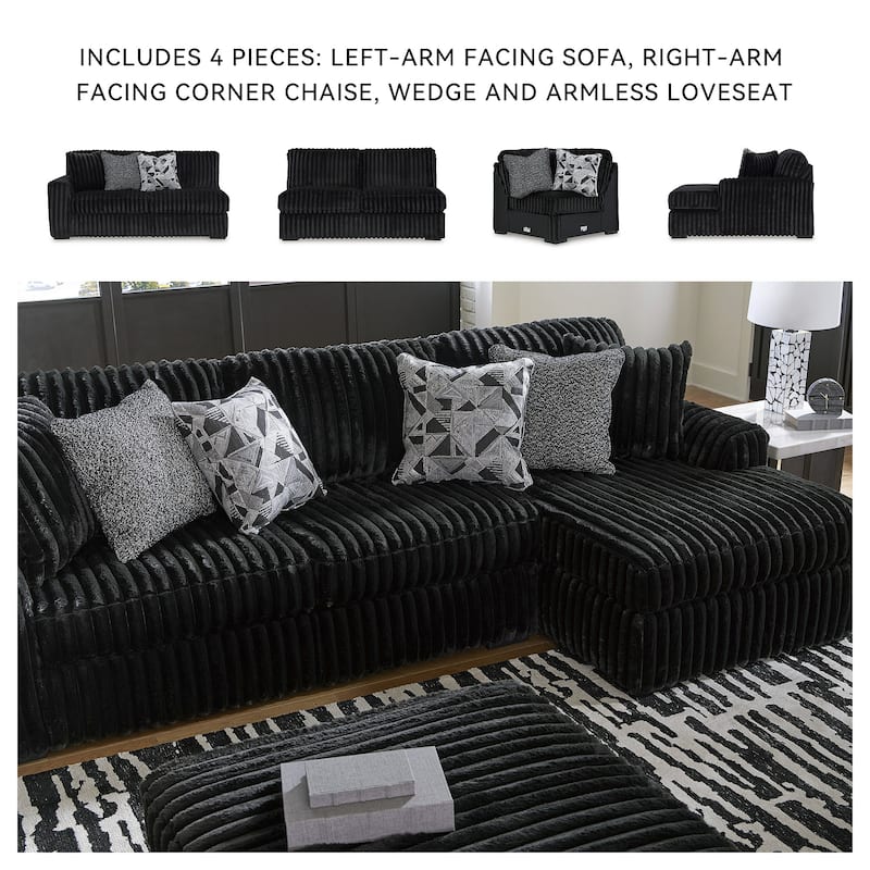 Signature Design by Ashley Midnight-Madness 4-Piece Sectional with Chaise - 151"W x 121"D x 40"H