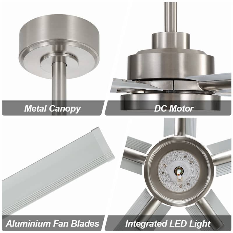 MLiAN 60 In. 5 Aluminium Blades Indoor LED Ceiling Fan with Remote, Smart Ceiling Fan - 60"