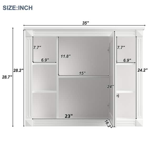 dimension image slide 2 of 12, 36'' Bathroom Vanity with Top Sink, Freestanding Vanity Set with Mirror Cabinet