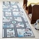 preview thumbnail 32 of 54, SAFAVIEH Kids Playhouse Machine Washable Slip Resistant Fazlie Neighborhood Rug 2'2" x 8' Runner - Blue/Dark Grey