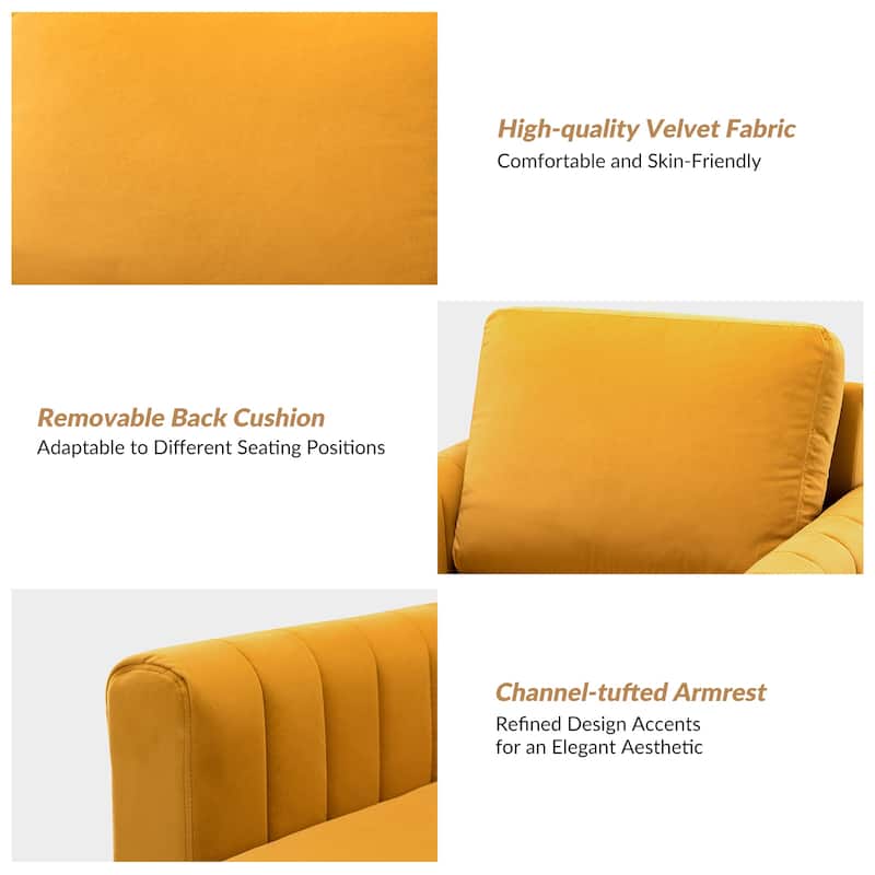 Ganymedes Modern Velvet Accent Arm Chair with Golden Legs by HULALA HOME