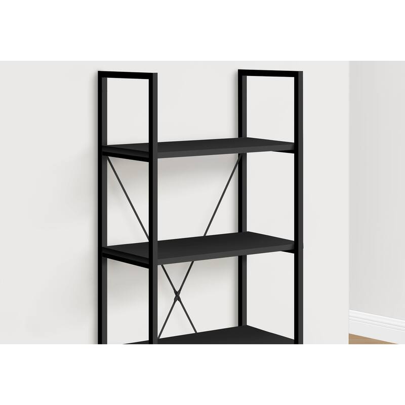 Modern 4 Tier Bookshelf, Contemporary 48"H Metal Frame Bookcase, for Living room Office, Bedroom
