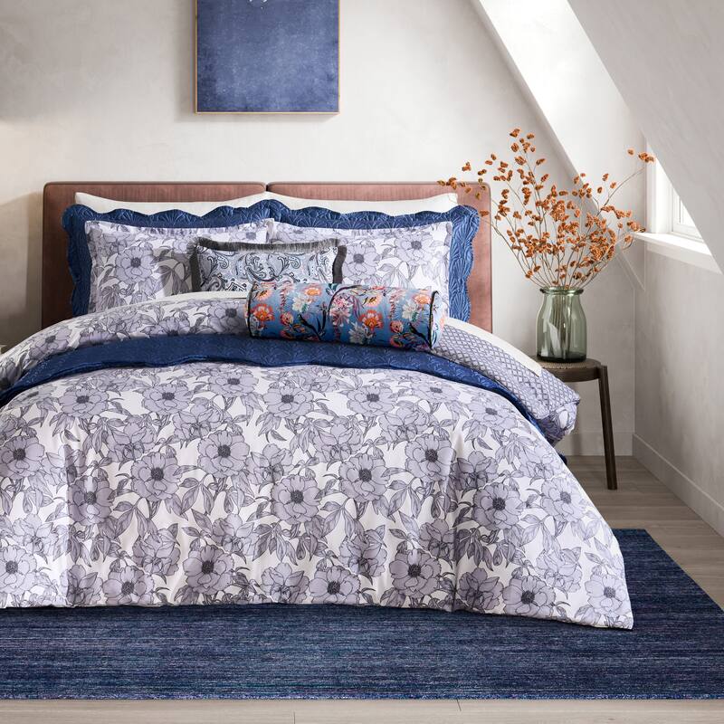 Ted Baker Mood Floral Comforter Set - Blue/White - King