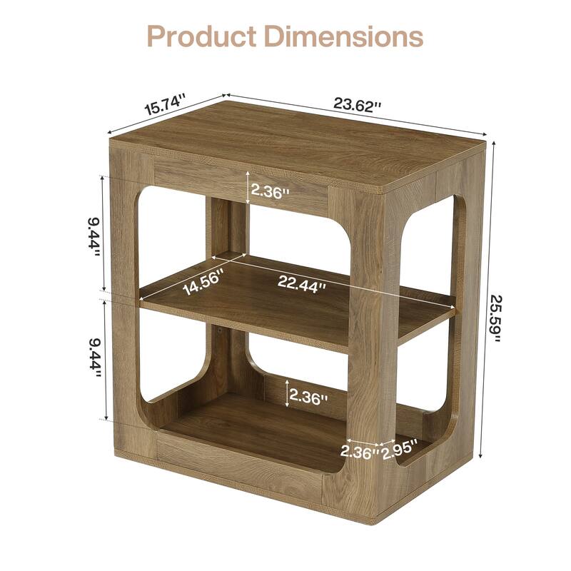 3-Tier End Table with Storage Shelves