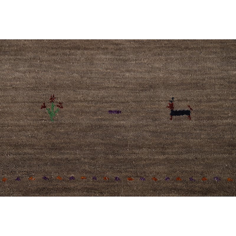 Hand Knotted Oriental 100% Wool Carpet Tribal Animal Pictorial Brown Gabbeh Area Rug - 8' 0'' X 5' 2''