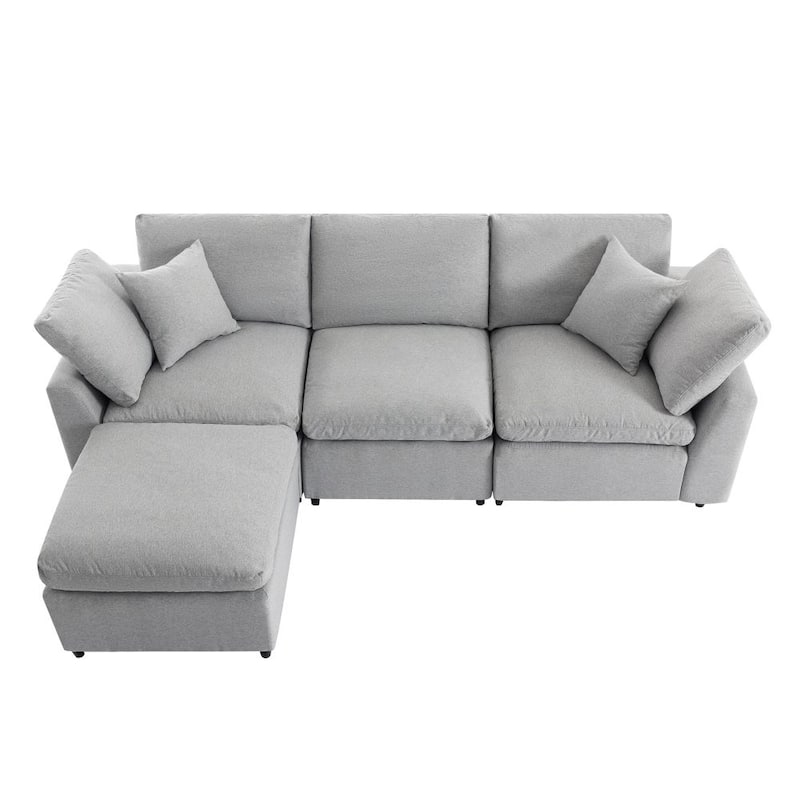 Down Filled Upholstery Convertible Sectional Sofa, L Shaped Couch with Reversible Chaise